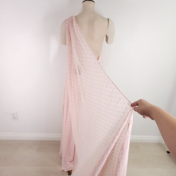 Michael Costello x Revolve Vella Gown Medium Draped Shoulder Overlay Chiffon - Picture 6 of 16